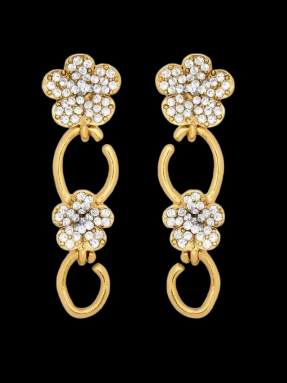 Oscar de la Renta Crystal Bloom Flower O Drop Earrings
